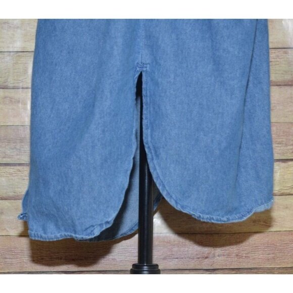 ELLOS Denim Tunic Top Oversized 3X 30/32 Button Front Shirt Side Slits Comfy - Picture 6 of 10